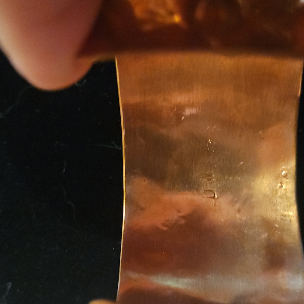Vintage Signed Dw Solid Copper Cuff Bracelet With… - image 4